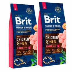 2 X 15 Kg Brit Premium By Nature Junior L, Suurikok. Pennut