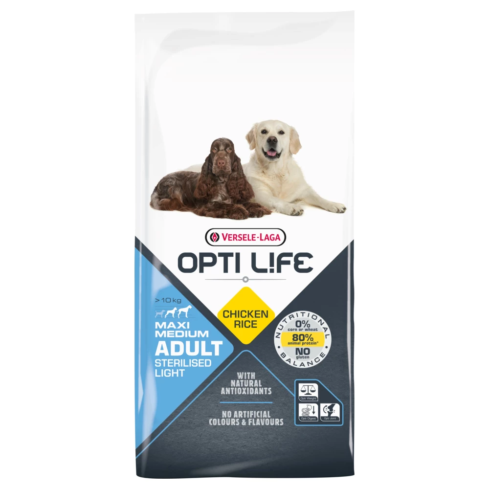 Opti Life Adult Sterilised / Light Medium & Maxi 12,5 Kg 1 Opti Life Adult Sterilised / Light Medium & Maxi 12,5 Kg